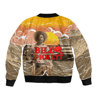 Black Cowboy Bill Pickett Sleeve Zip Bomber Jacket Retro Sunset Western Design
