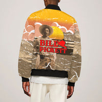 Black Cowboy Bill Pickett Sleeve Zip Bomber Jacket Retro Sunset Western Design