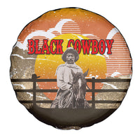Black Cowboy Bill Pickett Spare Tire Cover Retro Sunset Western Design