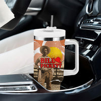 Black Cowboy Bill Pickett Tumbler With Handle Retro Sunset Western Design