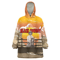 Black Cowboy Bill Pickett Wearable Blanket Hoodie Retro Sunset Western Design