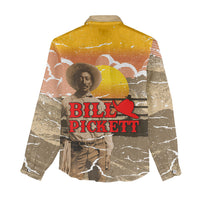 Black Cowboy Bill Pickett Women Casual Shirt Retro Sunset Western Design