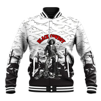 Black Cowboy Nat Love Baseball Jacket Comic Style Desert Line Art Red Typography