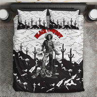Black Cowboy Nat Love Bedding Set Comic Style Desert Line Art Red Typography