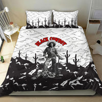 Black Cowboy Nat Love Bedding Set Comic Style Desert Line Art Red Typography