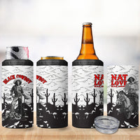 Black Cowboy Nat Love 4 in 1 Can Cooler Tumbler Comic Style Desert Line Art Red Typography