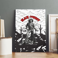 Black Cowboy Nat Love Canvas Wall Art Comic Style Desert Line Art Red Typography