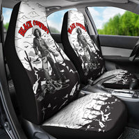 Black Cowboy Nat Love Car Seat Cover Comic Style Desert Line Art Red Typography