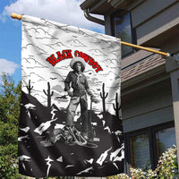 Black Cowboy Nat Love Garden Flag Comic Style Desert Line Art Red Typography