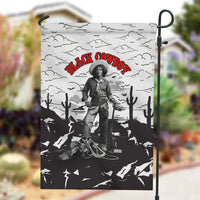 Black Cowboy Nat Love Garden Flag Comic Style Desert Line Art Red Typography