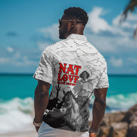 Black Cowboy Nat Love Hawaiian Shirt Comic Style Desert Line Art Red Typography