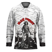 Black Cowboy Nat Love Hockey Jersey Comic Style Desert Line Art Red Typography