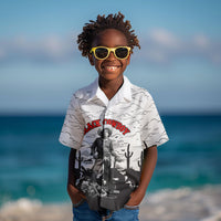 Black Cowboy Nat Love Kid Hawaiian Shirt Comic Style Desert Line Art Red Typography