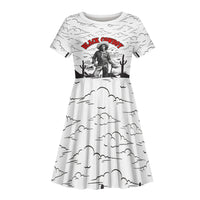 Black Cowboy Nat Love Kid Short Sleeve Dress Comic Style Desert Line Art Red Typography