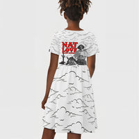 Black Cowboy Nat Love Kid Short Sleeve Dress Comic Style Desert Line Art Red Typography