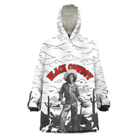 Black Cowboy Nat Love Kid Wearable Blanket Hoodie Comic Style Desert Line Art Red Typography