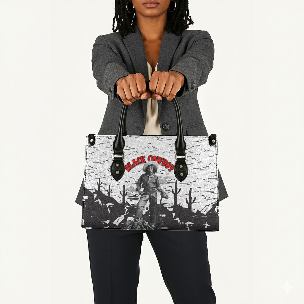 Black Cowboy Nat Love Leather Bag Comic Style Desert Line Art Red Typography