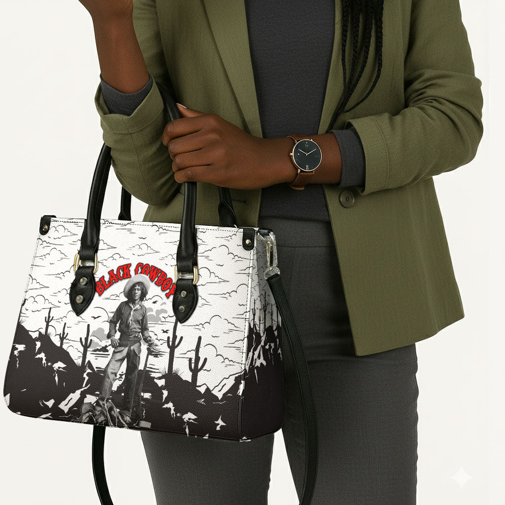 Black Cowboy Nat Love Leather Bag Comic Style Desert Line Art Red Typography