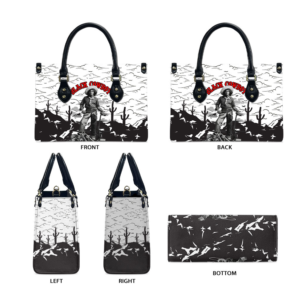 Black Cowboy Nat Love Leather Bag Comic Style Desert Line Art Red Typography