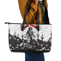 Black Cowboy Nat Love Leather Tote Bag Comic Style Desert Line Art Red Typography