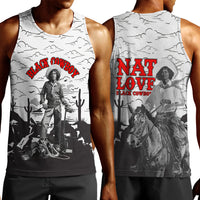 Black Cowboy Nat Love Men Tank Top Comic Style Desert Line Art Red Typography