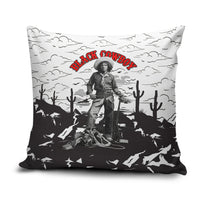 Black Cowboy Nat Love Pillow Cover Comic Style Desert Line Art Red Typography