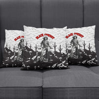 Black Cowboy Nat Love Pillow Cover Comic Style Desert Line Art Red Typography
