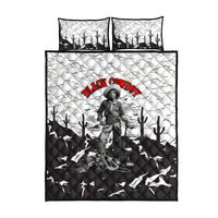 Black Cowboy Nat Love Quilt Bed Set Comic Style Desert Line Art Red Typography