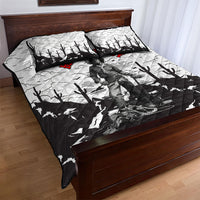 Black Cowboy Nat Love Quilt Bed Set Comic Style Desert Line Art Red Typography