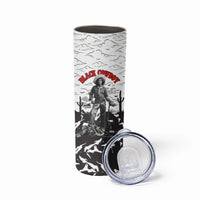 Black Cowboy Nat Love Skinny Tumbler Comic Style Desert Line Art Red Typography
