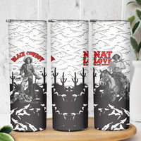 Black Cowboy Nat Love Skinny Tumbler Comic Style Desert Line Art Red Typography