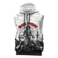 Black Cowboy Nat Love Sleeveless Zip Hoodie Comic Style Desert Line Art Red Typography