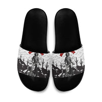 Black Cowboy Nat Love Slide Sandals Comic Style Desert Line Art Red Typography