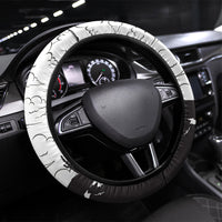 Black Cowboy Nat Love Steering Wheel Cover Comic Style Desert Line Art Red Typography