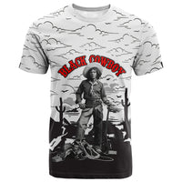 Black Cowboy Nat Love T shirt Comic Style Desert Line Art Red Typography
