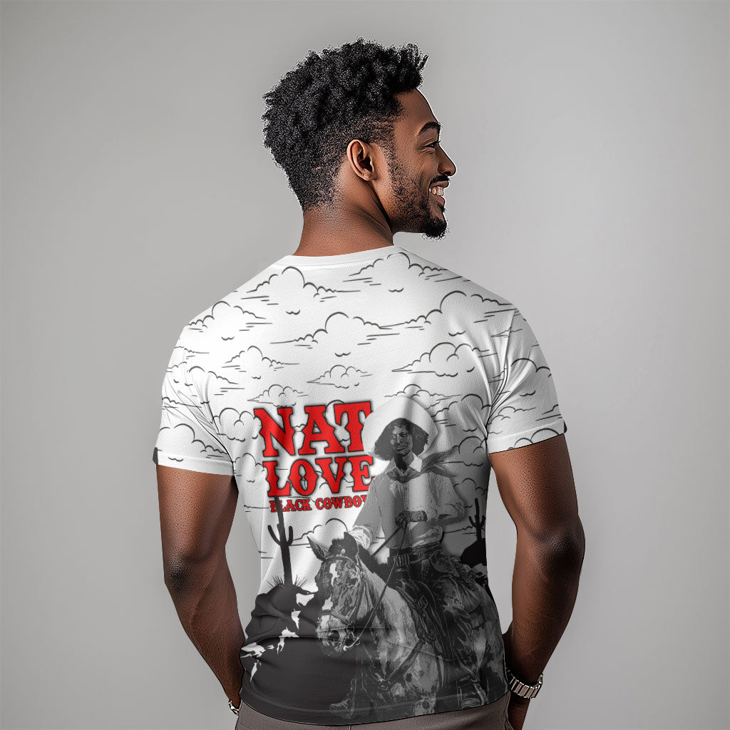 Black Cowboy Nat Love T shirt Comic Style Desert Line Art Red Typography