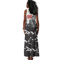 Black Cowboy Nat Love Tank Maxi Dress Comic Style Desert Line Art Red Typography