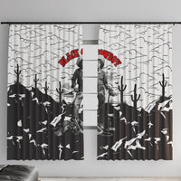 Black Cowboy Nat Love Window Curtain Comic Style Desert Line Art Red Typography