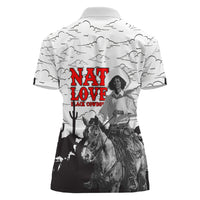 Black Cowboy Nat Love Women Polo Shirt Comic Style Desert Line Art Red Typography