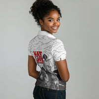 Black Cowboy Nat Love Women Polo Shirt Comic Style Desert Line Art Red Typography