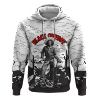 Black Cowboy Nat Love Zip Hoodie Comic Style Desert Line Art Red Typography