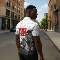 Black Cowboy Nat Love Zipper Polo Shirt Comic Style Desert Line Art Red Typography