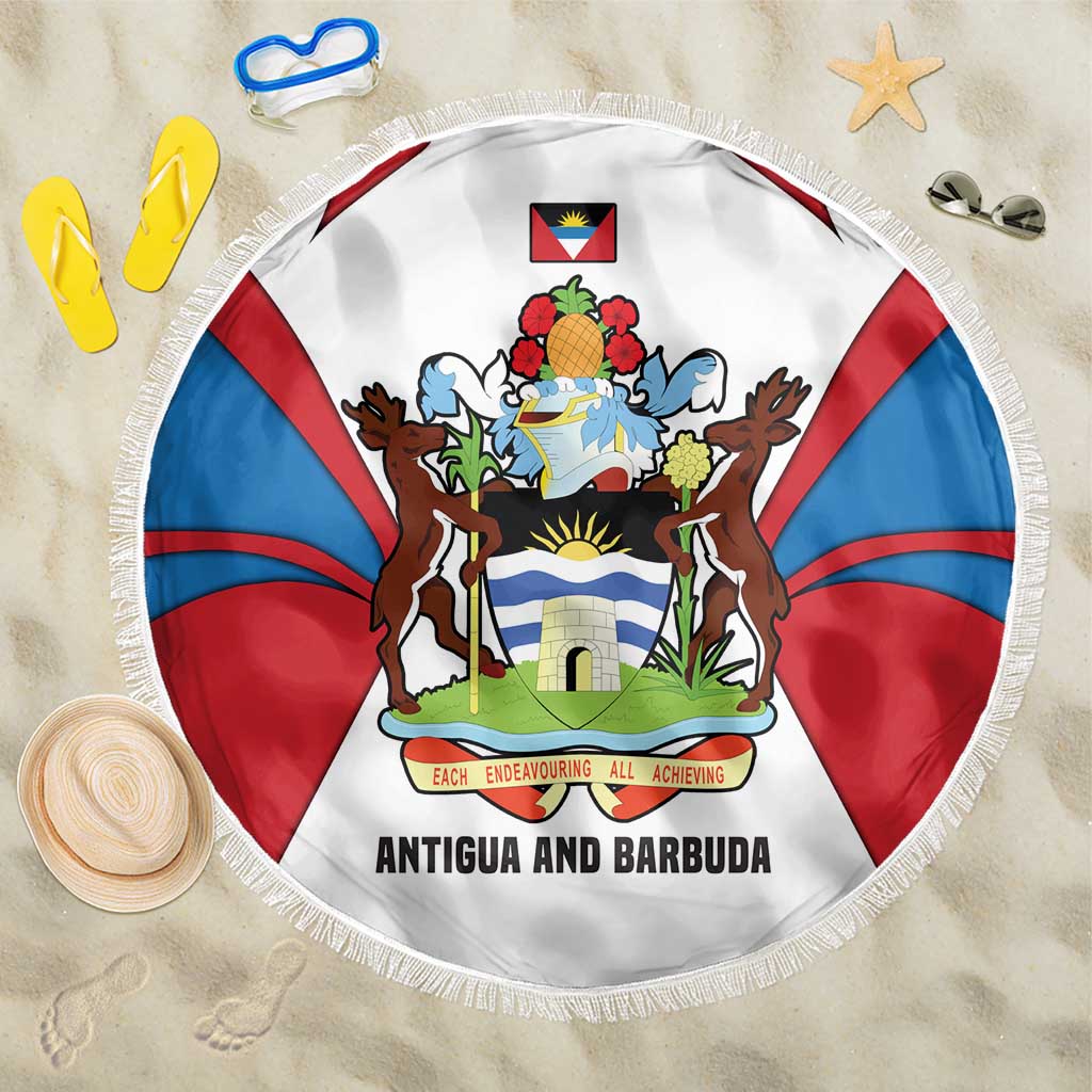 Antigua and Barbuda Flag Beach Blanket with National Coat of Arms - Wonder Print Shop