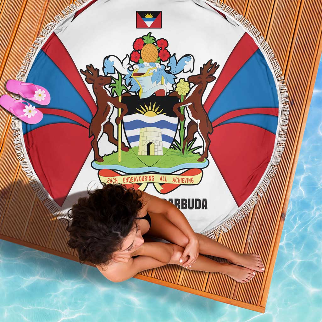 Antigua and Barbuda Flag Beach Blanket with National Coat of Arms - Wonder Print Shop