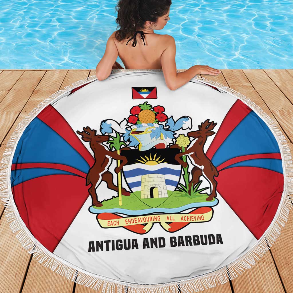 Antigua and Barbuda Flag Beach Blanket with National Coat of Arms - Wonder Print Shop