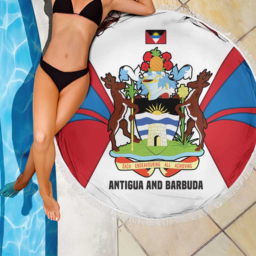 Antigua and Barbuda Flag Beach Blanket with National Coat of Arms - Wonder Print Shop