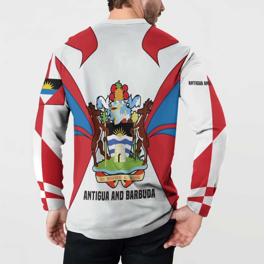 Antigua and Barbuda Flag Button Sweatshirt with National Coat of Arms - Wonder Print Shop