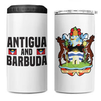 Antigua and Barbuda Flag 4 in 1 Can Cooler Tumbler with National Coat of Arms - Wonder Print Shop
