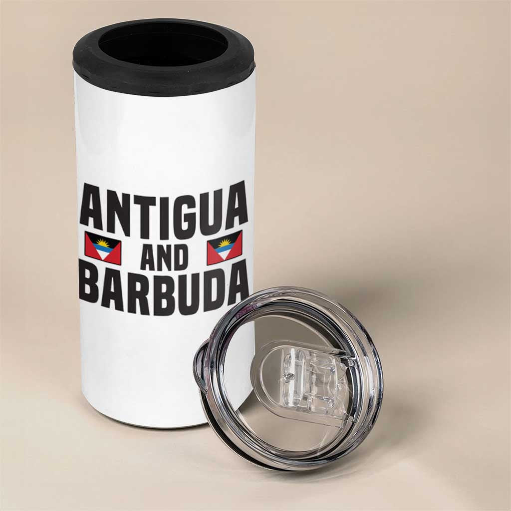 Antigua and Barbuda Flag 4 in 1 Can Cooler Tumbler with National Coat of Arms - Wonder Print Shop