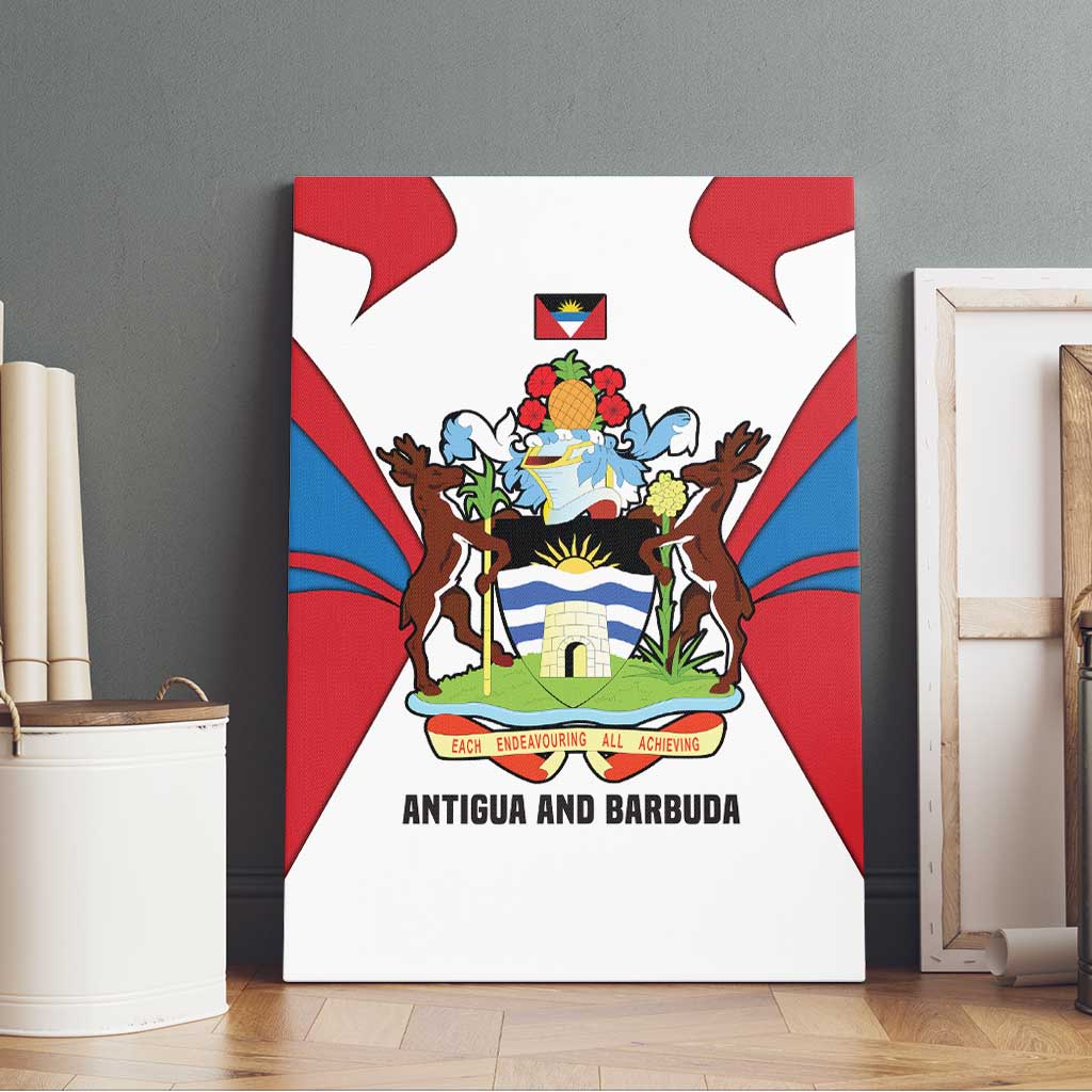 Antigua and Barbuda Flag Canvas Wall Art with National Coat of Arms - Wonder Print Shop